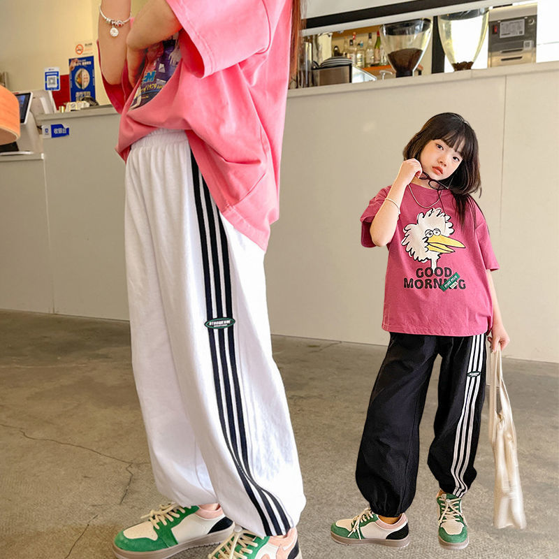 女童束脚裤春夏装薄款宽松裤子中大童运动裤儿童防蚊裤百搭裤子潮