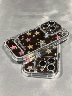 適用蘋果13創(chuàng)意防摔17女 網(wǎng)紅星星iPhone15promax鏡面手機(jī)殼14新款
