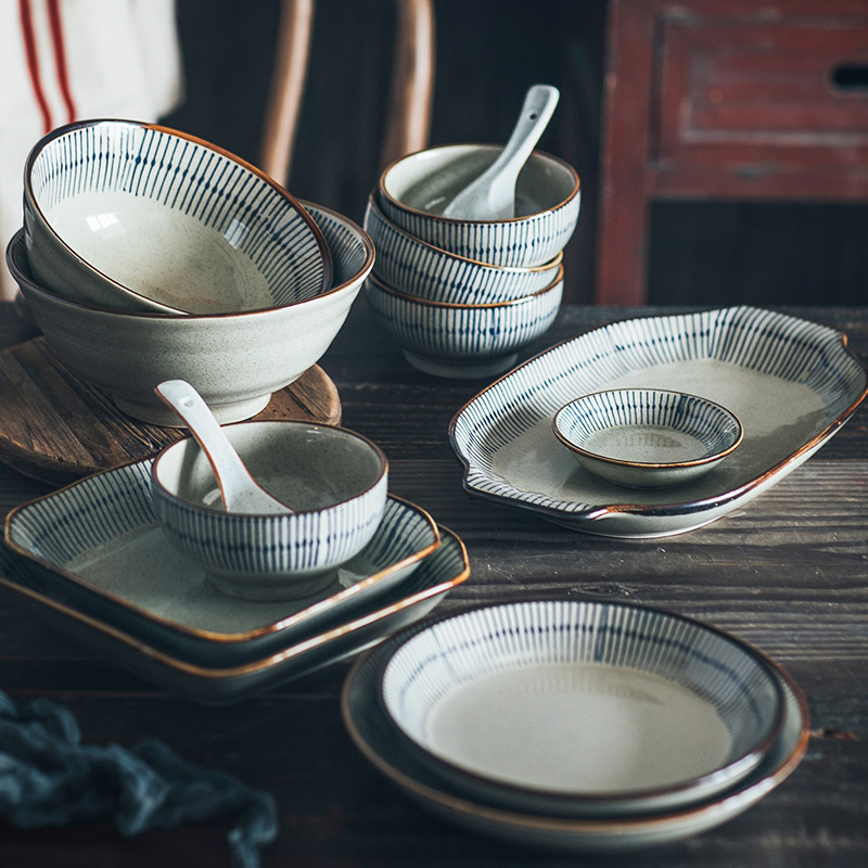 泽滕家陶瓷日式条纹盘