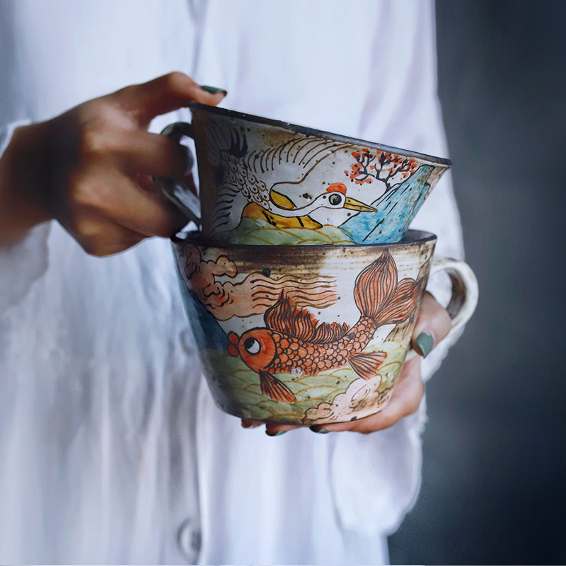 泽滕家景德镇婉钦设计师粗陶瓷原创小众手工绘作咖啡喝水马克杯子,餐饮具,马克杯,淘宝优惠券,粉丝福利购,淘宝优惠卷