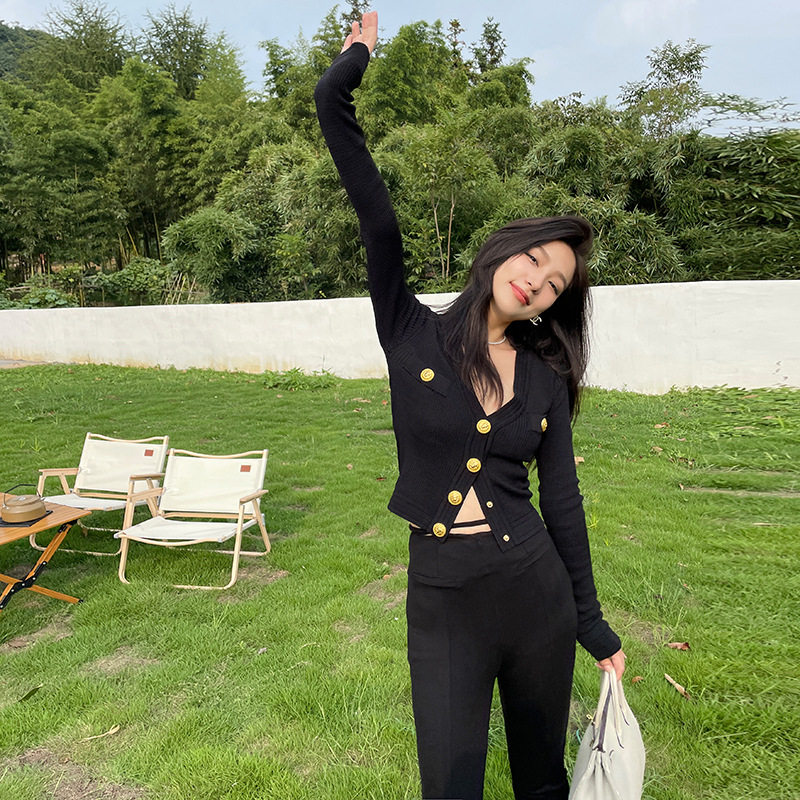 【专柜品质】巴尔曼妮黑金戚薇同款小香风针织开衫毛衣外套女上衣