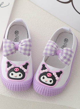 幼儿园紫色室内鞋软底儿童小白鞋运动鞋透气女童帆布鞋宝宝白布鞋