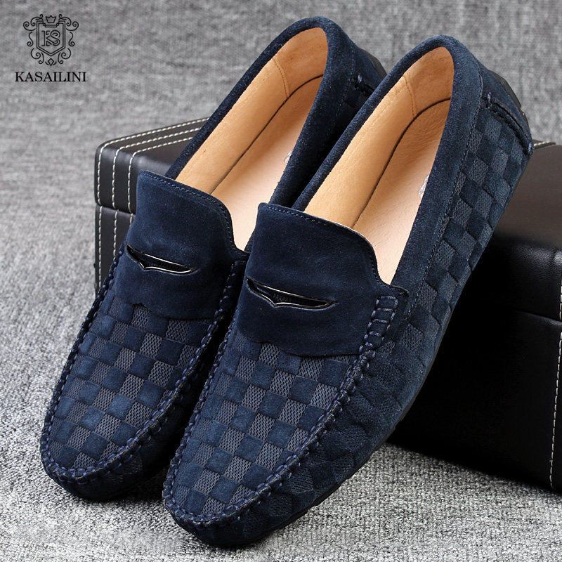 意大利豆豆鞋男英伦商务休闲牛反绒真皮透气套脚懒人低帮驾车潮鞋