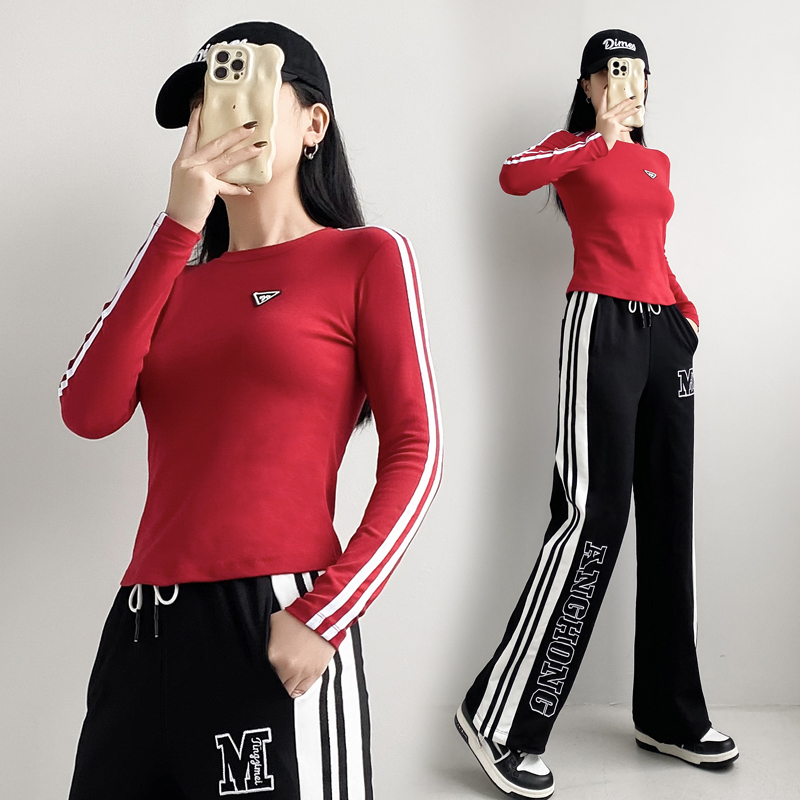 杨丽萍广场舞服装新款运动直筒长裤演出服健身跑步跳舞显瘦时尚女