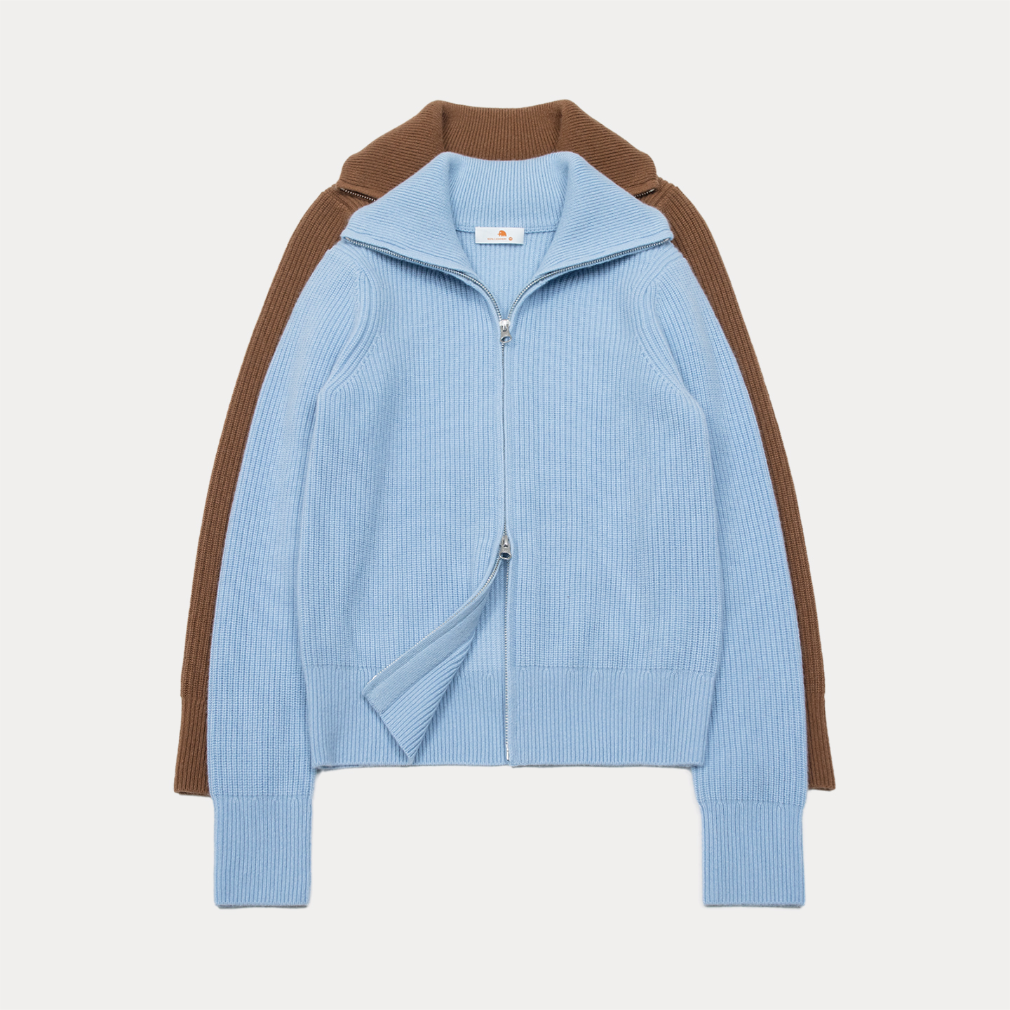 小金象 山羊绒100% 女9针单元宝合身双开拉链可翻高领长袖开衫