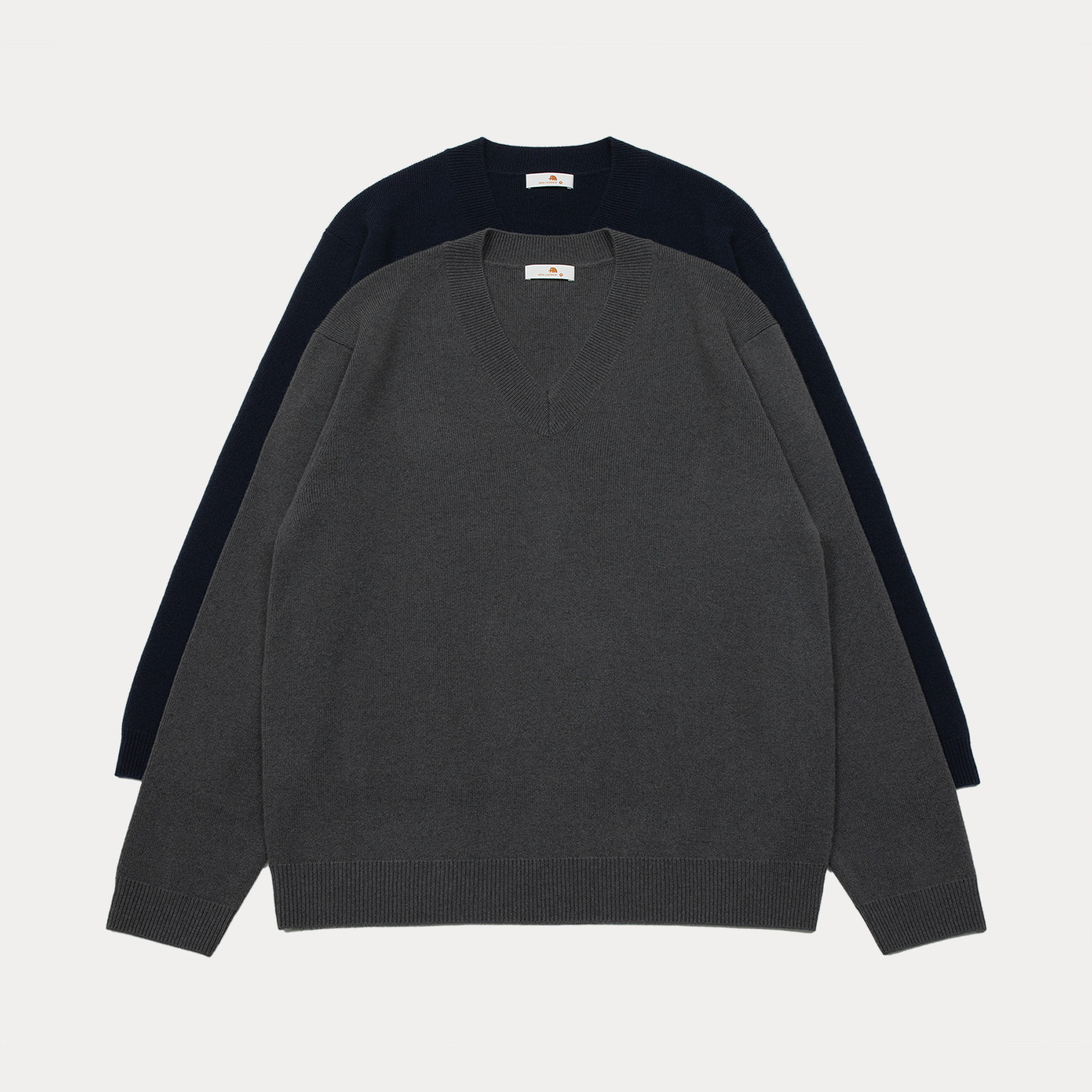 小金象 山羊绒100%男12针中厚四平组织休闲通勤宽松V领长袖套头衫