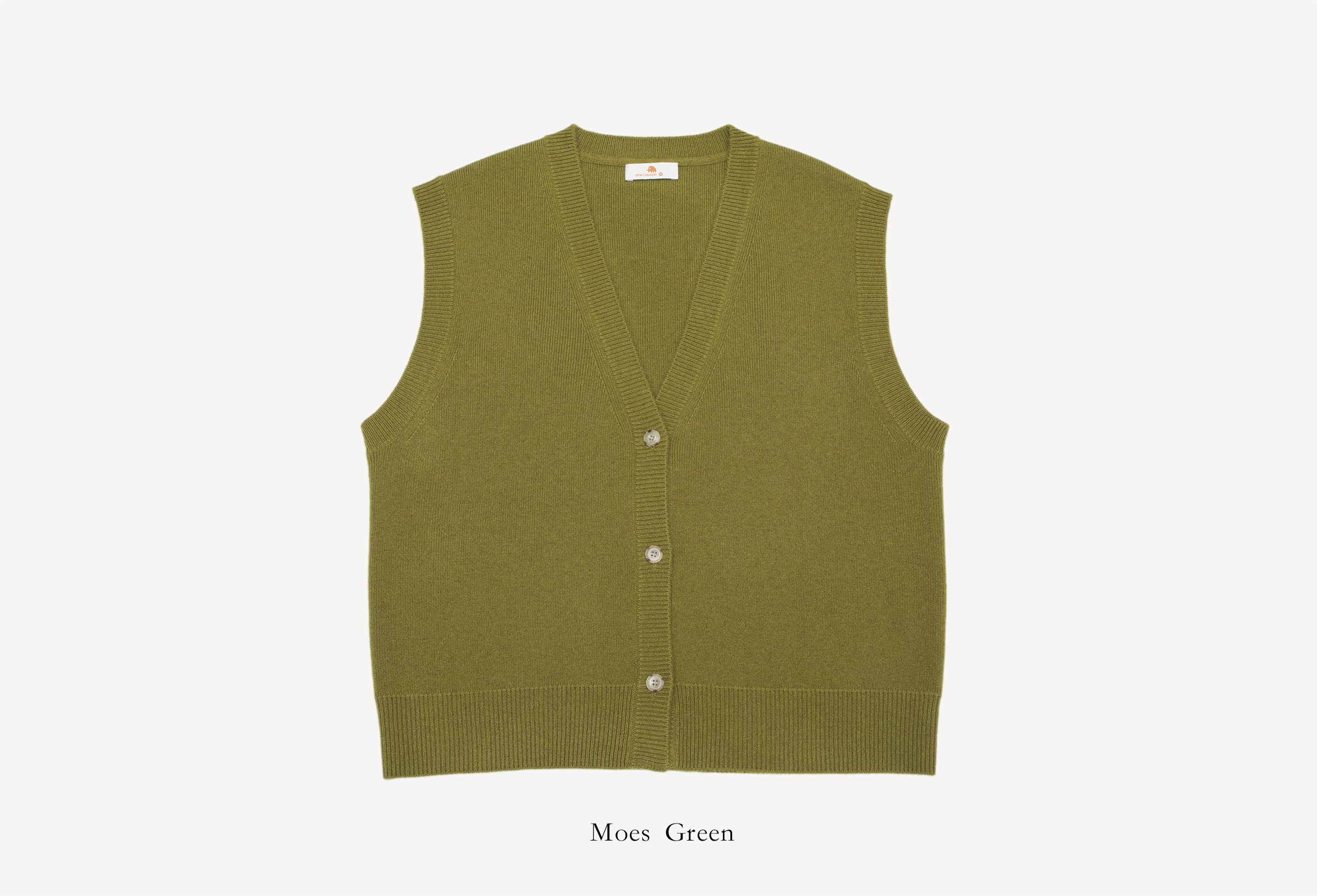 小金象 CASHMERE 100% - 女12针中厚四平组织宽松V领针织开衫背心