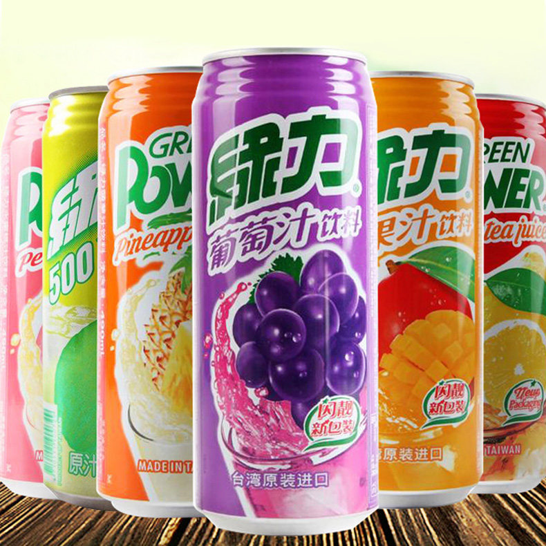 绿力菠萝汁480ml*12罐台湾味丹水果味饮料番石榴菠萝蜜桃柠檬红茶