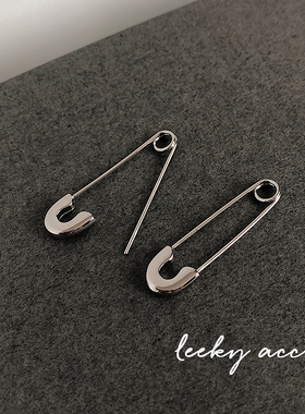 明星同款出口日本极简别针耳环 316L钛钢个性男女情侣中性风耳环