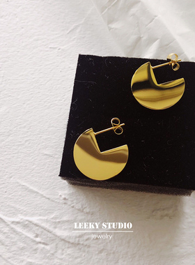 欧美风 半圈几何极简耳环 冷淡个性COS风圆形耳饰 钛钢防过敏 女