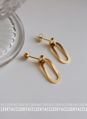 日常时髦简约耳环 椭圆U形chic 复古百搭耳钉 博主饰品 网红同款