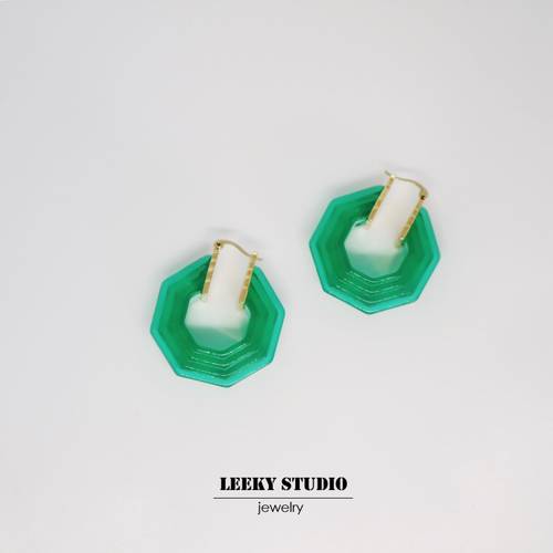 半透明树脂几何六边形铜镀金新品