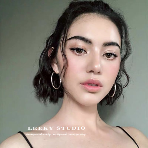 纯银环形18k金夸张耳圈