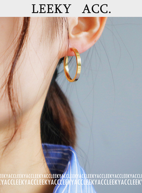 圆圈耳环女2020新款春夏气质韩国极简风钛钢镀真金防过敏圈圈耳圈