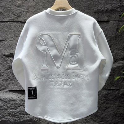 秋冬季高级感字母刺绣圆领卫衣男