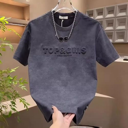 夏季字母钢印简约扎染短袖T恤男