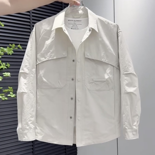 衬衫 2025新款 长袖 休闲纯色外套潮牌薄款 简约百搭翻领夹克男春秋季