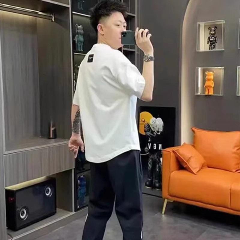 简约百搭短袖T恤男半圆弧形纯色