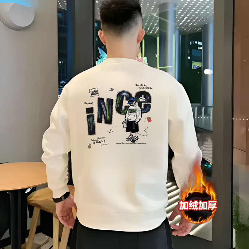 秋冬新款潮牌字母印花圆领卫衣男