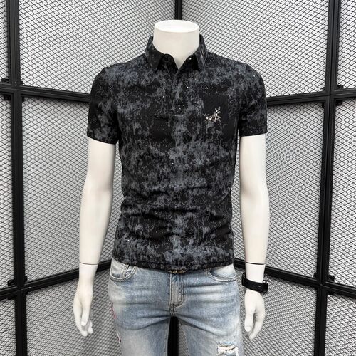 夏季高端满天星扎染短袖POLO衫男