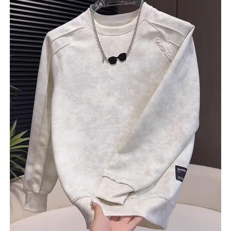 秋冬新款韩版设计扎染钢印卫衣男