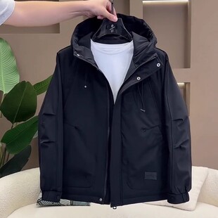 潮流百搭防风保暖棉服外套 潮牌高级感连帽夹棉冲锋衣男士 冬季 新款