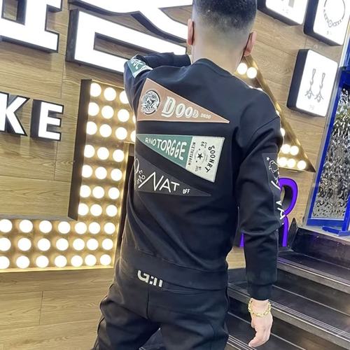 男士网红印花圆领套头卫衣高端