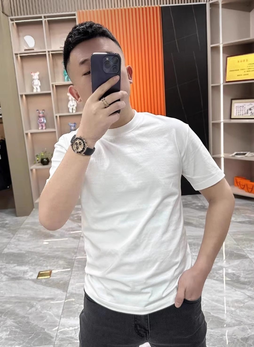 简约纯棉白色短袖T恤男纯色打底