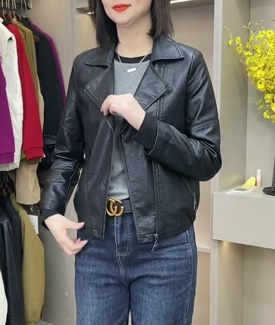 欧货设计感西装领皮夹克外套女2025春秋新款时尚百搭显瘦短款皮衣,女装/女士精品,皮衣,淘宝优惠券,粉丝福利购,淘宝优惠卷