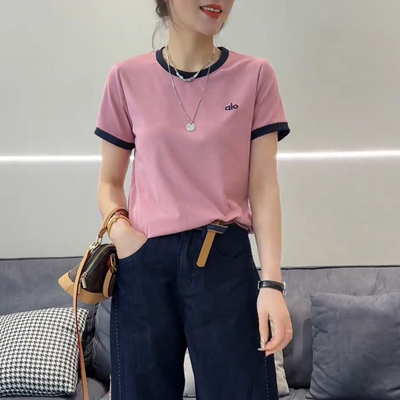 设计感拼色短袖T恤女上衣小衫潮