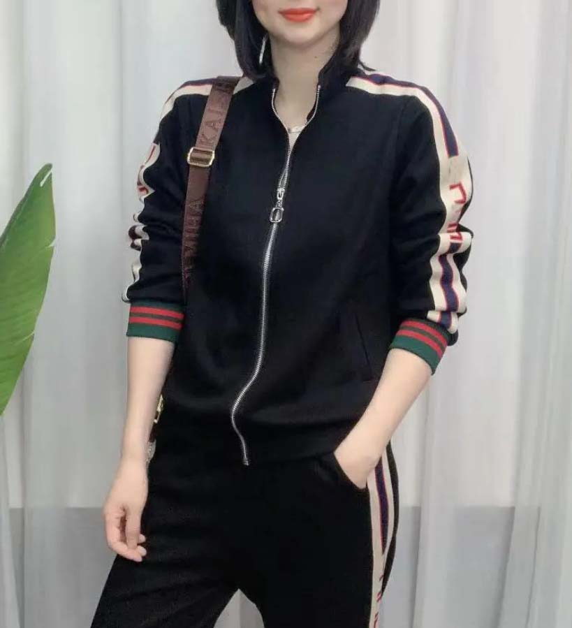 2025冬季新款韩版长袖拉链外套卫裤两件套女休闲运动加绒加厚套装