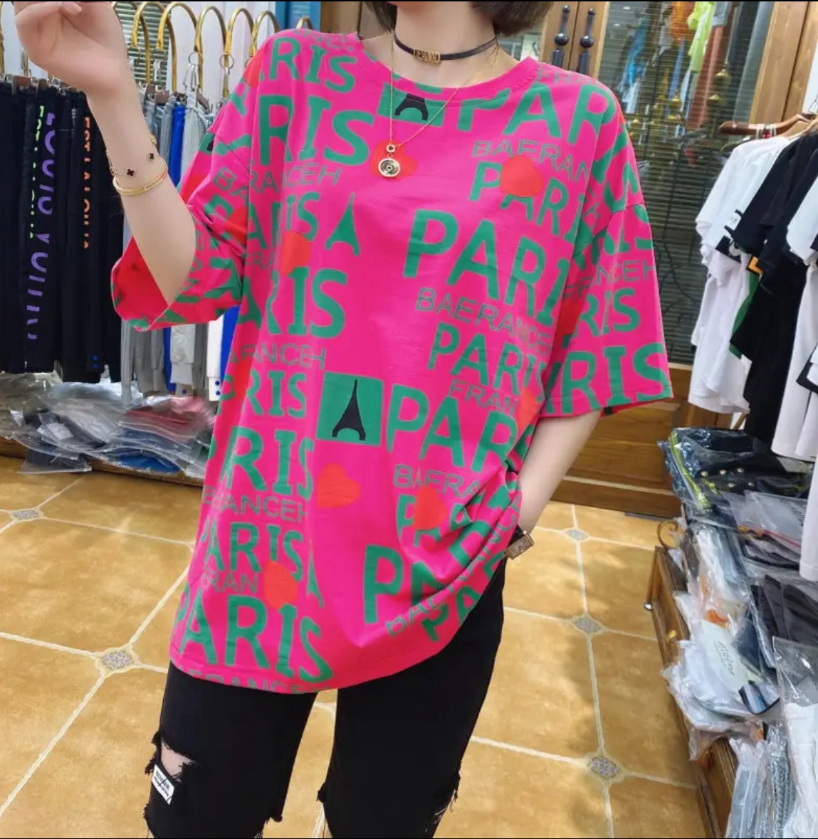 2025夏季新款设计感小众短袖T恤韩版宽松显瘦中长款字母上衣 女潮