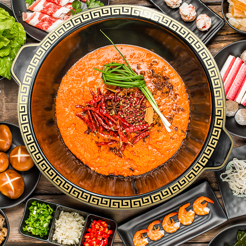 促销商用重庆老火锅珐琅九宫格搪瓷电磁炉汤锅鸳鸯涮锅店创意锅具