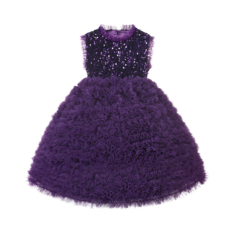 外贸原单女童公主裙连衣裙网纱蛋糕裙高级感礼服生日宴会礼服裙