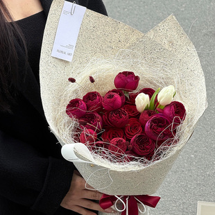 悦木创意麻丝花束包装材料手工草木纸情人节母亲节花束包装纸