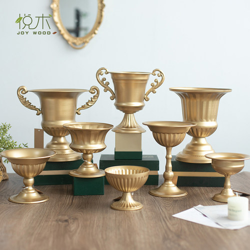金色铁艺花器复古花翁欧式花盆