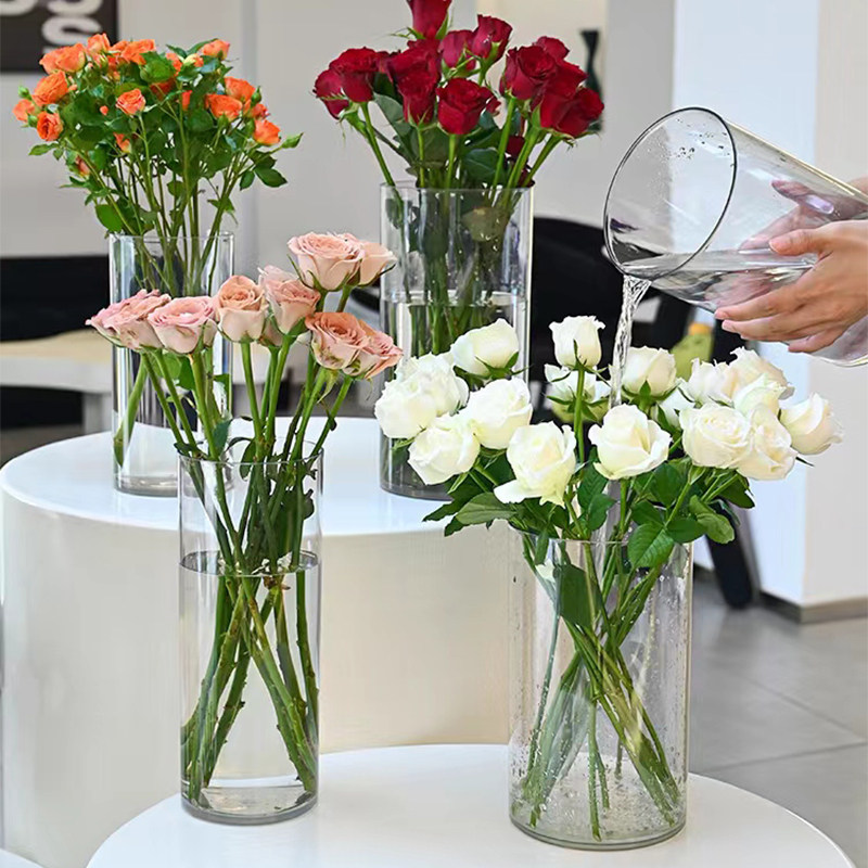 悦木 透明直筒花瓶防摔PC亚克力简约直桶圆形塑料插花瓶醒花桶,鲜花速递/花卉仿真/绿植园艺,花瓶,淘宝优惠券,粉丝福利购,淘宝优惠卷