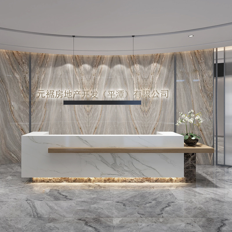 简约烤漆物业美容院办公室工作公司酒店迎宾吧台前台桌接待收银台