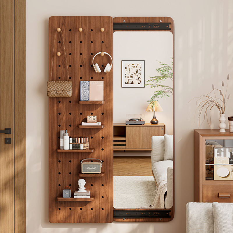 洞洞板穿衣镜隐藏式造型墙推拉