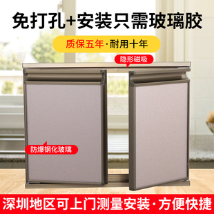 鋁合金櫥柜門定做鋼化玻璃自裝 訂制晶鋼門框訂做瓷磚灶臺(tái)定制門板