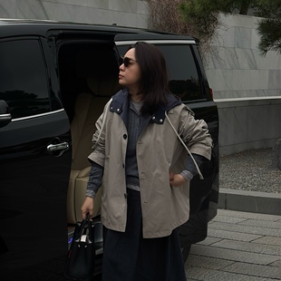 两面穿连帽户外绵羊皮夹克皮衣风衣外套 39C176 Q姐 缪系