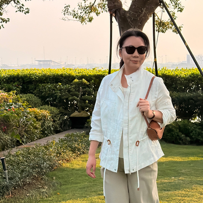 Q姐 老钱系列“亚麻外套”老钱立领薄款收腰夹克外套 53C107