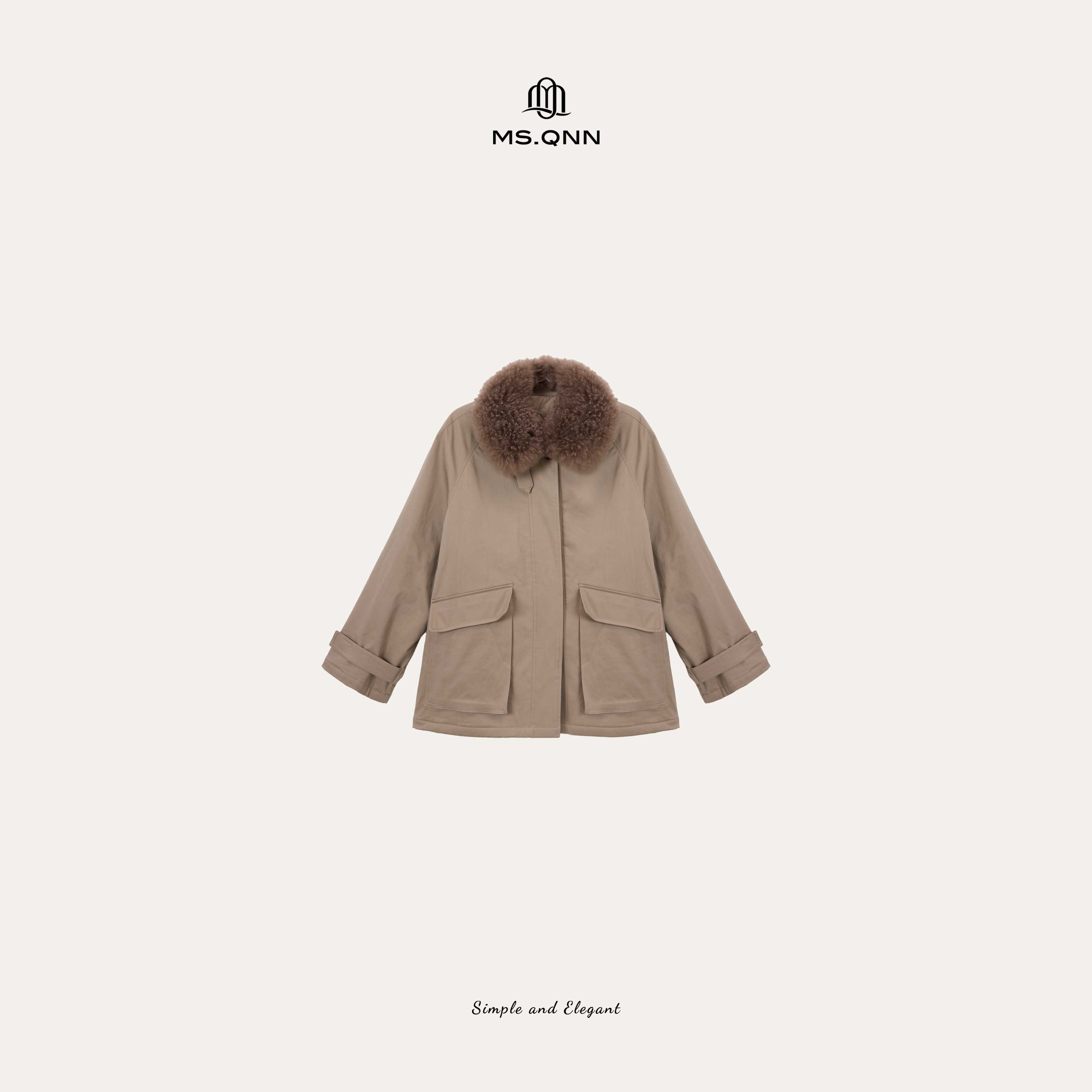 Q姐”冬日宝藏“山羊绒皮毛领3M进口棉宽松派克服 52C1237