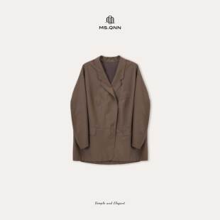 皮衣外套 Q姐 进口羊皮时髦简约廓形西装 超薄皮 53C397 静奢