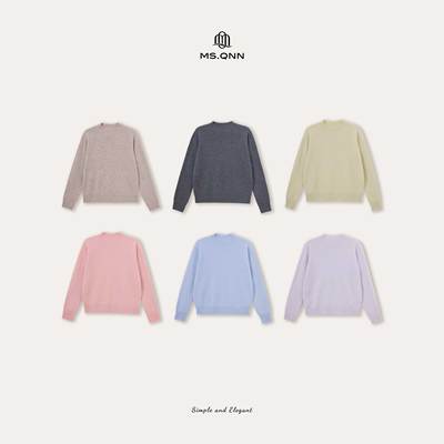 Q姐”色彩美学“山羊绒羊毛半领马卡龙色系针织衫 52T1852