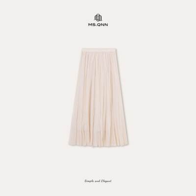 Q姐 设计师系列“仙女裙”定制肌理感天丝压褶百搭半裙 53P691