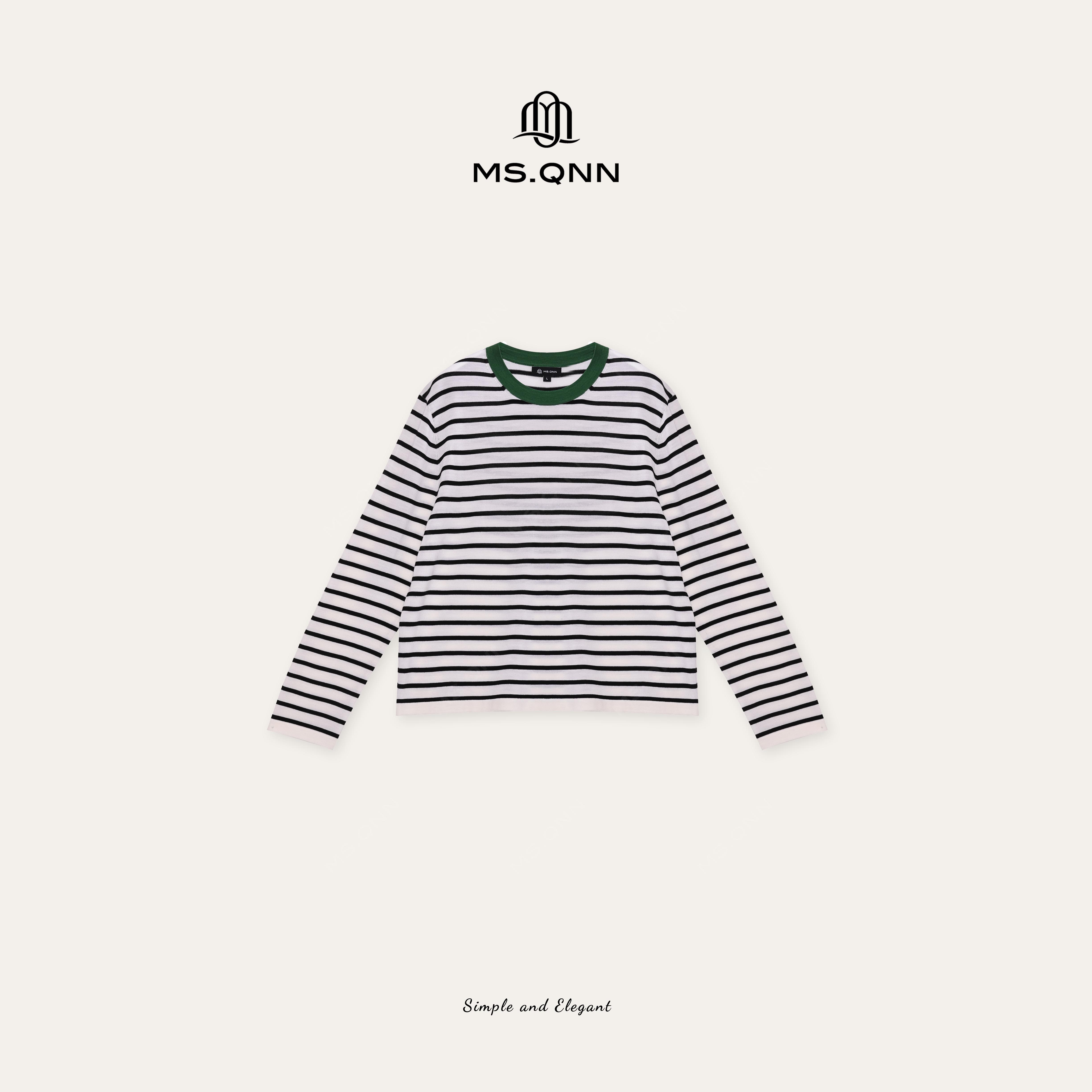 Q姐“减龄条纹”时尚休闲条纹百搭舒适女士针织衫 39T577