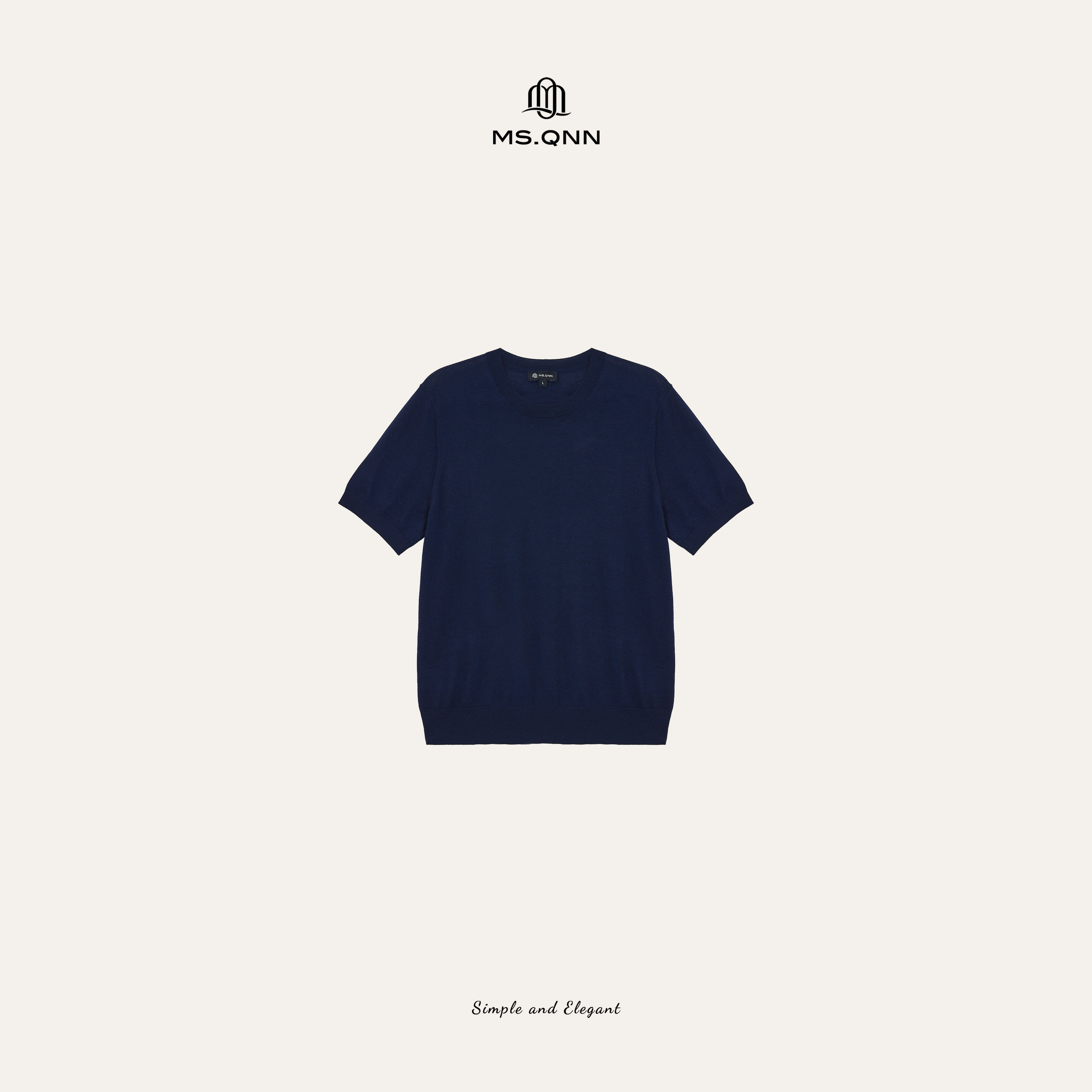 Q姐“胶囊针织”系列18针扬子羊毛圆领短袖针织衫 39T1736