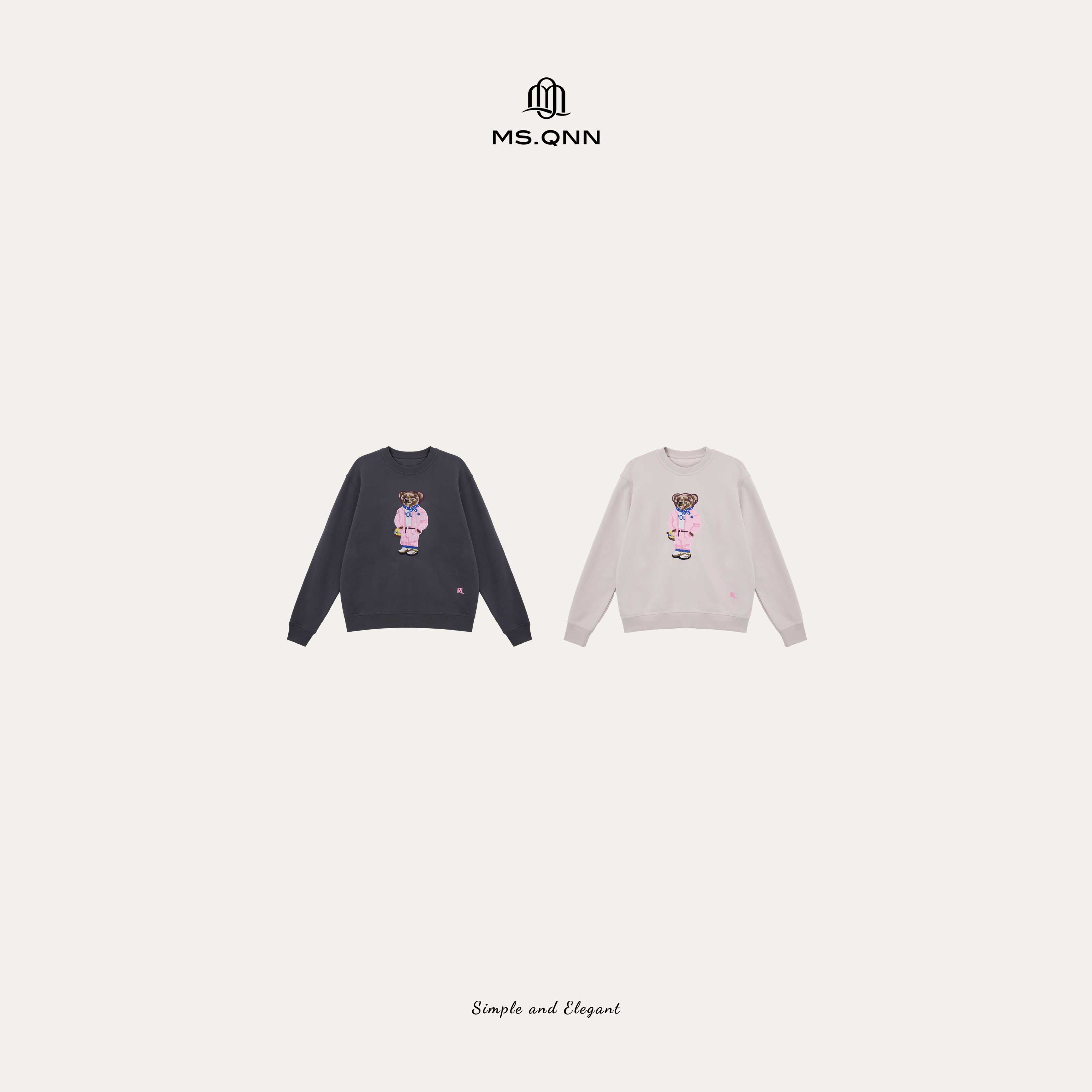 Q姐“小熊卫衣”R*L系列超减龄重磅定制面料刺绣卫衣 52T1360