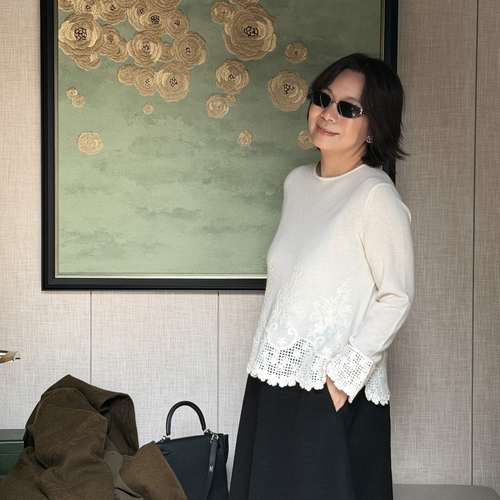 Q姐“巴黎旧梦”10羊绒90羊毛手工钩花蕾丝拼接针织衫 55T832